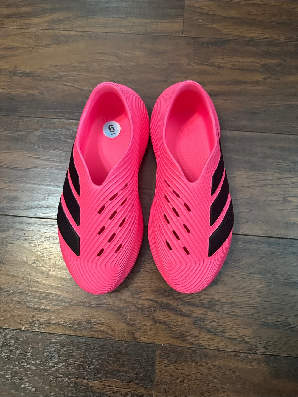 adidas Women’s Slip-Ons in Hot Pink with Black Stripes